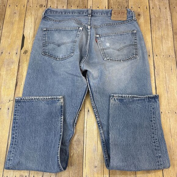 Vintage Levis 501 Button Fly Jeans 70s Made In USA SF207 Light Wash 34X30 - Picture 3 of 16